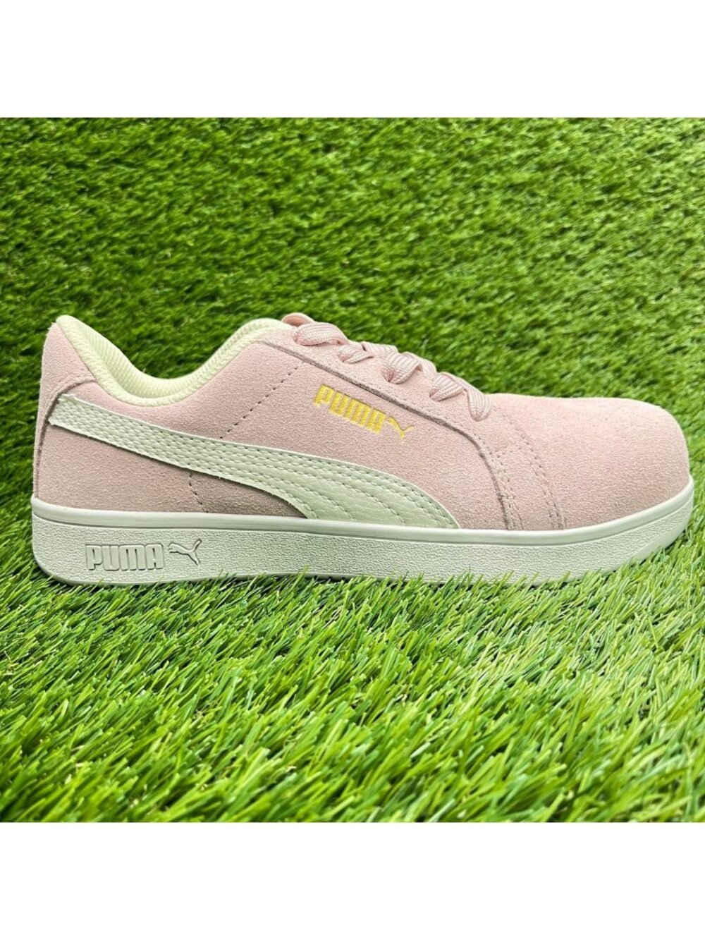 Puma Iconic Suede Low Womens Size 6.5 Pink White Composite Toe Safety Work Shoes